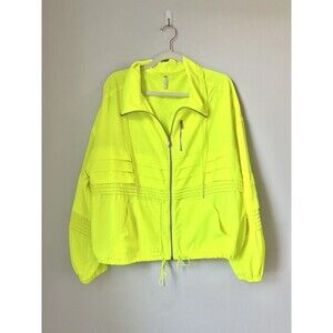 Free People Movement Check It Out Full Zip Jacket Windbreaker Sz M Neon High Viz